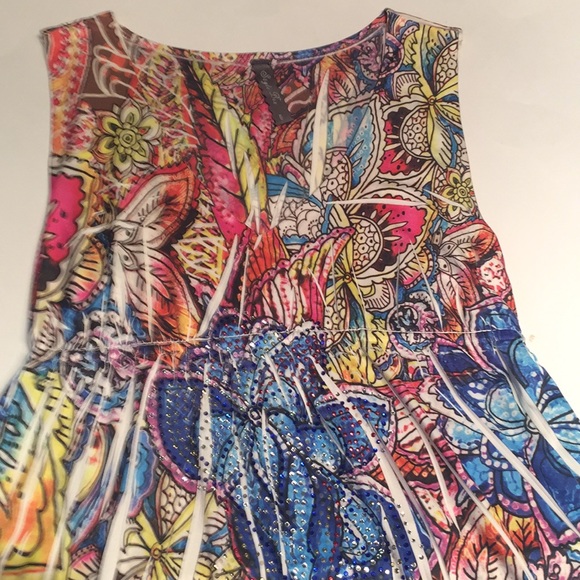 Style Biz Inc Print Mini Dress Crystals Size L - Picture 3 of 7